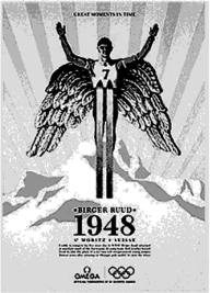 Плакат V Олимпийских зимних игр 1948 г. в Санкт-Морице.