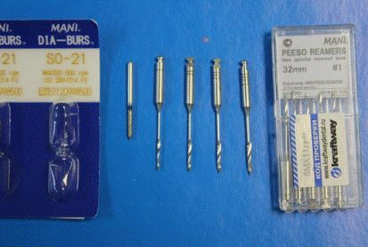 Рис.14 - Инструменты, используемые для препарирования под штифтовую культевую вкладку.