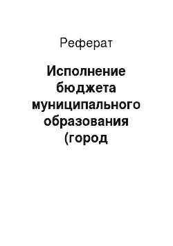 Реферат: Исполнение бюджета муниципального образования (город Екатеринбург) по доходам
