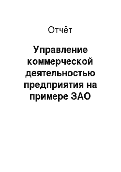 Отчёт: Управление коммерческой деятельностью предприятия на примере ЗАО «Москва-Макдоналдс»