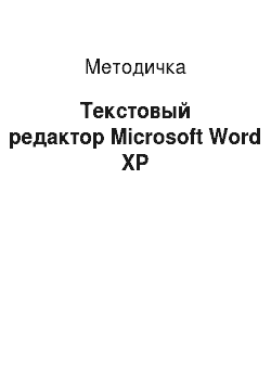 Методичка: Текстовый редактор Microsoft Word XP