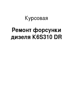 Курсовая: Ремонт форсунки дизеля К6S310 DR