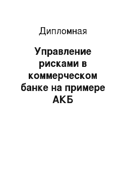 Дипломная: Управление рисками в коммерческом банке на примере АКБ «Новокузнецкий муниципальный банк»
