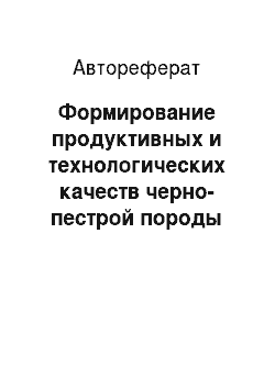 Автореферат: Формирование продуктивных и технологических качеств черно-пестрой породы крупного рогатого скота Урала