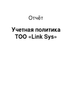 Отчёт: Учетная политика ТОО «Link Sys»