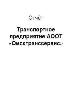 Отчёт: Транспортное предприятие АООТ «Омсктранссервис»