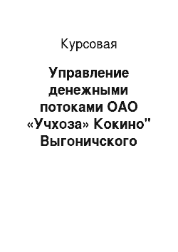 Курсовая: Управление денежными потоками ОАО «Учхоза» Кокино" Выгоничского района