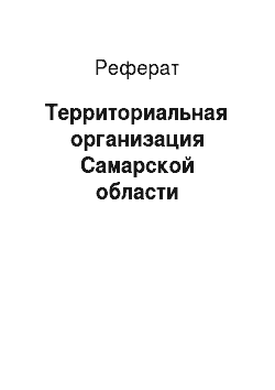 Реферат: Территориальная организация Самарской области