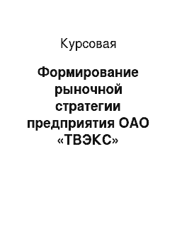 Курсовая: Формирование рыночной стратегии предприятия ОАО «ТВЭКС»