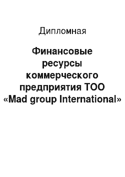 Дипломная: Финансовые ресурсы коммерческого предприятия ТОО «Mad group International»