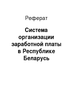 Реферат: Система организации заработной платы в Республике Беларусь