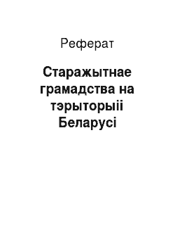 Реферат: Старажытнае грамадства на тэрыторыіі Беларусі