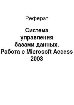 Реферат: Система управления базами данных. Работа с Microsoft Access 2003