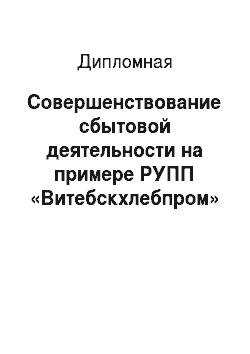 Дипломная: Совершенствование сбытовой деятельности на примере РУПП «Витебскхлебпром»