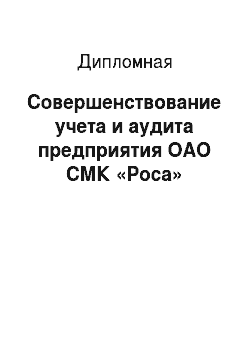Дипломная: Совершенствование учета и аудита предприятия ОАО СМК «Роса»