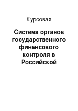 Курсовая: Система органов государственного финансового контроля в Российской Федерации