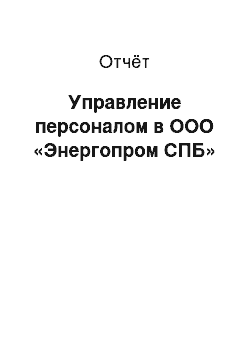 Отчёт: Управление персоналом в ООО «Энергопром СПБ»