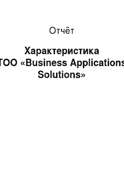 Отчёт: Характеристика ТОО «Business Applications Solutions»
