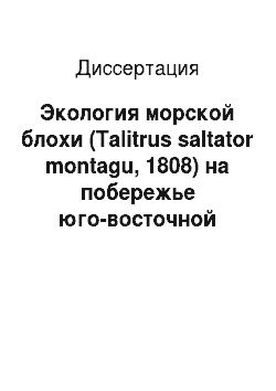 Диссертация: Экология морской блохи (Talitrus saltator montagu, 1808) на побережье юго-восточной Балтики