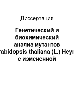 Диссертация: Генетический и биохимический анализ мутантов Arabidopsis thaliana (L.) Heynh с измененной чувствительностью к окислительному стрессу