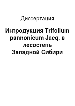 Диссертация: Интродукция Trifolium pannonicum Jacq. в лесостепь Западной Сибири