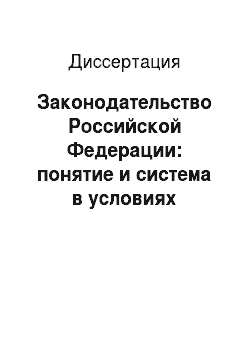 Диссертация: Законодательство Российской Федерации: понятие и система в условиях постсоветского развития российской государственности