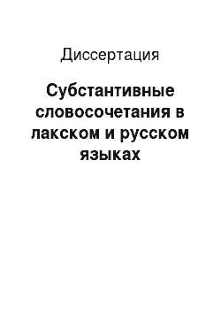 Диссертация: Субстантивные словосочетания в лакском и русском языках