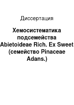 Диссертация: Хемосистематика подсемейства Abietoideae Rich. Ex Sweet (семейство Pinaceae Adans.)