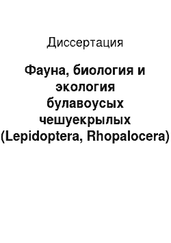 Диссертация: Фауна, биология и экология булавоусых чешуекрылых (Lepidoptera, Rhopalocera) Южного Дагестана