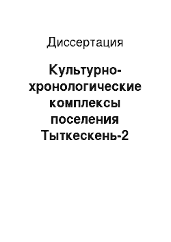 Диссертация: Культурно-хронологические комплексы поселения Тыткескень-2