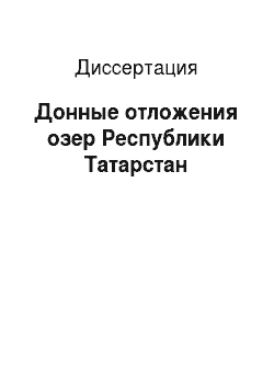 Диссертация: Донные отложения озер Республики Татарстан