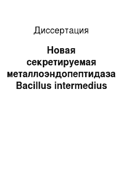 Диссертация: Новая секретируемая металлоэндопептидаза Bacillus intermedius