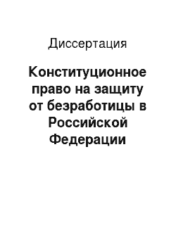 Диссертация: Конституционное право на защиту от безработицы в Российской Федерации
