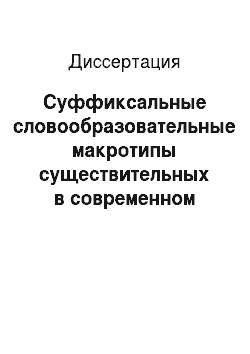 Диссертация: Суффиксальные словообразовательные макротипы существительных в современном русском языке
