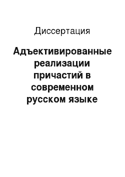 Диссертация: Адъективированные реализации причастий в современном русском языке