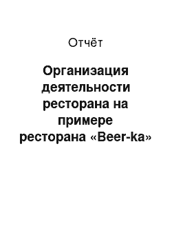 Отчёт: Организация деятельности ресторана на примере ресторана «Beer-ka»