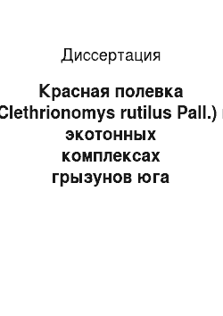 Диссертация: Красная полевка (Clethrionomys rutilus Pall.) в экотонных комплексах грызунов юга Западной Сибири: На примере Омской области