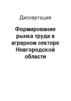 Диссертация: Формирование рынка труда в аграрном секторе Новгородской области