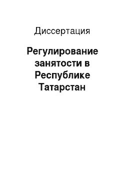Диссертация: Регулирование занятости в Республике Татарстан