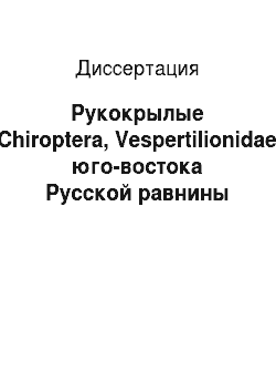 Диссертация: Рукокрылые (Chiroptera, Vespertilionidae) юго-востока Русской равнины