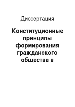 Диссертация: Конституционные принципы формирования гражданского общества в Российской Федерации