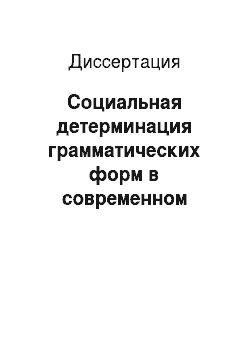 Диссертация: Социальная детерминация грамматических форм в современном русском литературном языке