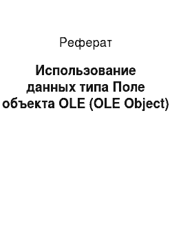 Реферат: Использование данных типа Поле объекта OLE (OLE Object)