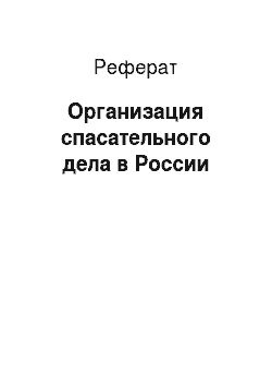 Реферат: Организация спасательного дела в России