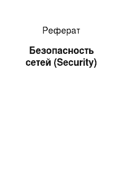 Реферат: Безопасность сетей (Security)