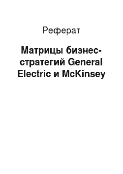 Реферат: Матрицы бизнес-стратегий General Electric и McKinsey