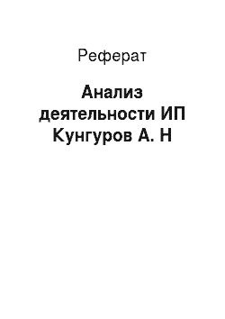 Реферат: Анализ деятельности ИП Кунгуров А. Н