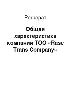 Реферат: Общая характеристика компании ТОО «Rase Trans Company»