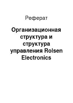 Реферат: Организационная структура и структура управления Rolsen Electronics