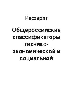 Реферат: Общероссийские классификаторы технико-экономической и социальной информации (ОКТЭСИ)